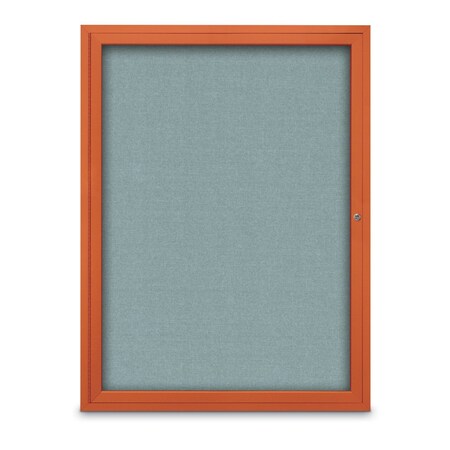 United Visual Products Slim Enclosed Corkboard, 18"x24", Black Alum Frame/Apricot UVEB1824-BLACK-APRICOT